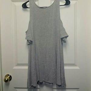 Gray cold-shoulder mini dress
